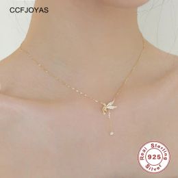 Necklaces CCFJOYAS 925 Sterling Silver Elf Necklace for Women Microinlaid Zircon Angel Light Luxury Tassel Star Clavicle Chain Necklace