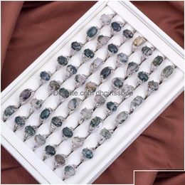 Band Rings Band Rings Mix Lot Natural Water Stone Womens Ring Fashion Jewellery Bague 50Pcs/Lot Wholesale Party Gift Drop Delivery Otmzk Dhtr8