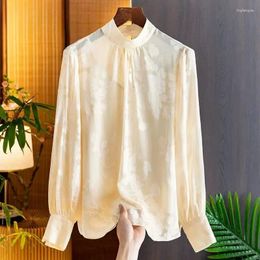 Women's Blouses Chiffon Vintage Shirts Floral Chinese Style Loose Spring/Summer Women Tops Long Sleeves Clothing YCMYUNYAN