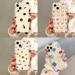 Cell Phone Bumpers HOT Cartoon Graffiti Words Transparent ShockProof Phone Case for iPhone 14 Pro Max 13 12 Mini 11Pro 7 8 Plus SE 2020 X XS Max XR Y240423