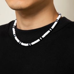 Necklaces Polymer Clay Short Choker Necklace Men Fashion Simple White and Black Necklace Collar 2022 Fashion Jewellery Accessories Male Gift