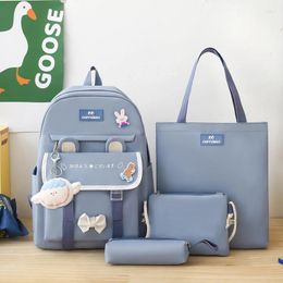 Backpack 4 Pcs Set Kawaii Girls For Student School Bag Teenager Schoolbag Book Bags Pencil Case Women Travel 50