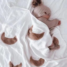 sets 3 Layer Infant Blanket Swaddle Baby Moon Blankets Newborn Muslin Cotton Swaddle Blanket Baby Bedding Cover Infant Bath Towel