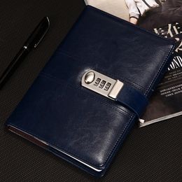 9 Kinds of Leather Password Notebook With Lock Bigger Size 218cmx178cm Writing Pads Lockable Notepad Diary Gift Pen 240409