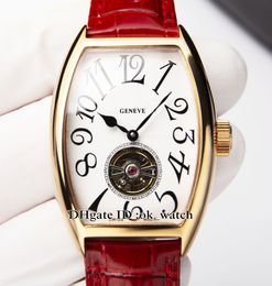 New Women's Watch Cintree Curvex 3080 T White Dial Automatic Watch Tourbillon Red Leather Strap Ladies Fashion Popular Wristwatches