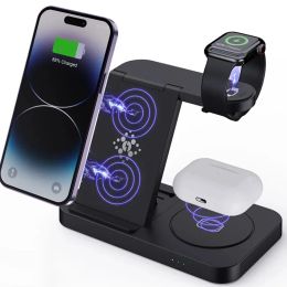 Chargers 4 in 1 15W Foldable Wireless Charging Station For iPhone 14 13 12 Pro Max Apple Watch 8/7/6 Samsung Galaxy 5/4/3 Fast Charger