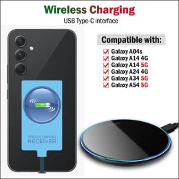 Chargers Qi Wireless Charging for Samsung Galaxy A54 A34 A24 A14 A04 A04S Wireless Charger Pad with USB TypeC Receiver Adapter