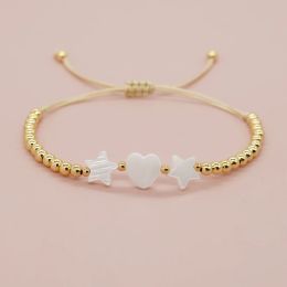 Strands Go2boho New In Shell Heart Star Accessories Gold Plated Bead Friendship Bracelet Minimalist Jewelry Fashion Design Gift For Her