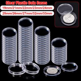 Sets 10/25/50/100pcs 1933mm Transparent Coin Cases Holder Coin Collecting Box Case Round Storage Box Coins Protection Box Container Curtain