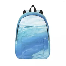 Backpack Student Bag Blue Marble Parent-child Lightweight Couple Laptop