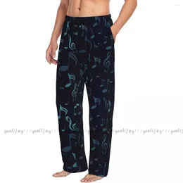 Men's Sleepwear Loose Sleep Pants Pyjamas Music Notes Treble Clef Long Lounge Bottoms Casual Homewear