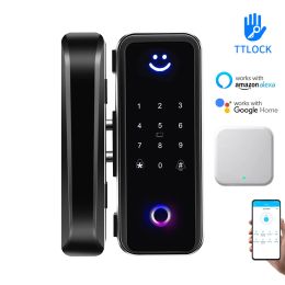 Control TTLock APP WiFi Remote Control Smart Keyless Fingerprint Door Lock For Frameless or Frame glass wooden door