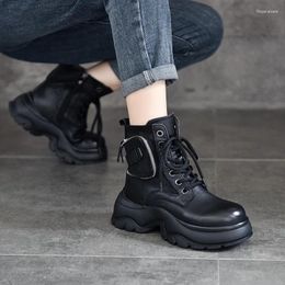 Boots Women Leather Ankle Black Wedge Heels Casual Shoes For Handmade Genuine Knight Sale 2024