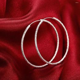 Hoop Earrings High Quality 925 Sterling Silver Earring Fashion 5cm 6cm Big Circle Round For Women Wedding Birthday Gift Jewelry