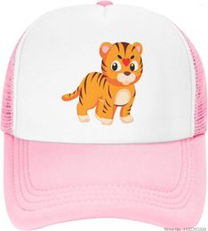 Ball Caps Cute Tiger Heart Trucker Hat Mesh Cap For Kids Boys Girls Lightweight Adjustable Snapback Baseball