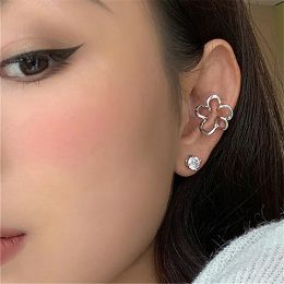 Earrings Punk Fairy Clip Earrings For Women Goth Irregular Flower Metal Ear Cuffs Unusual Design No Piercing Earrings Korean Fashion