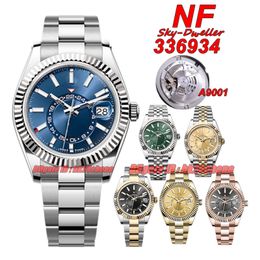 NF Luxury Watches N Super 42MM 336934 A9001 Automatic Mens Watch Sapphire Blue Dial Stainless Steel Bracelet Gents Wristwatches