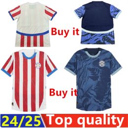 24 25 Paraguay Soccer Jersey Copa America maillots de foot red white away dark blue Football Shirt 2024 2025 men top Short sleeve 3267