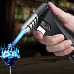 HONEST Table Torch Lighter Windproof Blue Flame Ignitor Refillable Butane Type Lighter With Safety Lock For Smoking Cooking