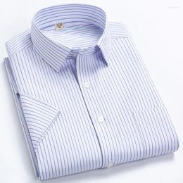 Men's Dress Shirts Summer Striped Short Sleeve Shirt Non-iron Regular Fit Anti-wrinkle Tops Male Business Social Fashion
