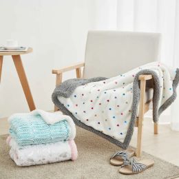 sets 75*100cm Baby Stamping Flannel Cotton Blanket Double Layer Baby Winter Blanket Infant Swaddle Wrap Bedding