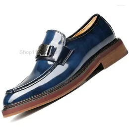 Dress Shoes Fashion Men's Loafers Luxury Genuine Leather Slip On Black Blue Formal Men Office Wedding Casual Oxford