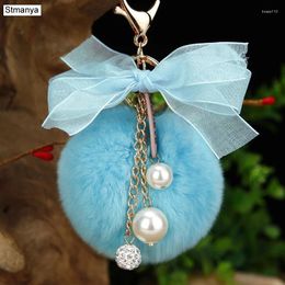 Keychains Key Chain Originality Bowknot Angel Keychain Fur Pompom Ball Pendant Car Holder Fashion Bag Charm Gift Jewelry K1638