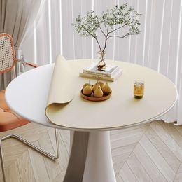 Solid Color Premium Leather Circular Table Mat Small Coffee Round Cloth No Wash Waterproof Oil Proof Light Luxury Dining