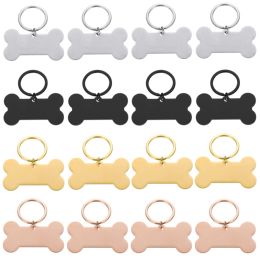 Tags Wholesale 10Pcs/Lot Blank Tag Stainless Steel Bone Keychain for DIY Custom Logo Tag Pet Dog Tag Collar Pet Accessoriess Charm