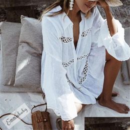 Basic Casual Dresses Summer Dress Bikini Er Up Swimsuit Beach Women Ladies Bathing Suit Loose Long Sleeve Er-Ups Drop Delivery App Dhuek