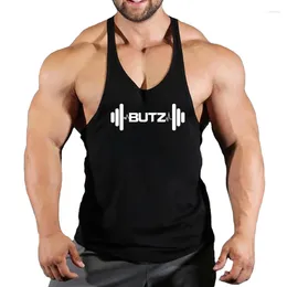 Men's Tank Tops Weightlifting Print Clothing Bodybuilding Cotton Gym Men Sleeveless Undershirt Fitness Stringer Muscle Workout Vest