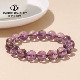 Strands JD 7A Top Quality Natural Brazilian Ice Amethyst Strand Bracelet Women Charm Round Bead Reiki Healing Energy Yoga Wrist Jewellery