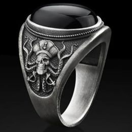 Bands Goth Pirate Skeleton Octopus Ring for Men Women 2023 Unique Retro Black Zircon Punk Female Motorcycle Rings Party Jewelry Gifts