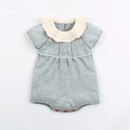 One-Pieces Newborn Baby Bodysuit Autumn Flying Sleeve Infant Bebe Girls Body Tops Onesie Solid Colour Knitted Toddler Kids Jumpsuits Clothes