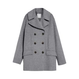 Women's Coat Cashmere Coat Luxury Coat MAX Maras Womens Grey Soft Warm Pure Wool Double Breasted Button Woollen Coat
