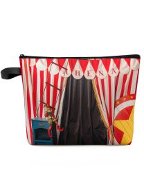 Cases Red Stripes Clown Doll White Drum Outdoor Travel Large Cosmetic Bag Women Organizer Waterproof Female Storage Make Up Cases