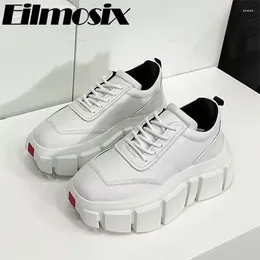 Casual Shoes Lace Up Comfortable Sneakers Women Height Increasing Lovers 2024 Real Leather Thick Sole