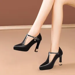 Dress Shoes 9.5Sexy Mid-heels Women Pointy Party 2024 Summer Fashion Elegant For Skinny Heels High