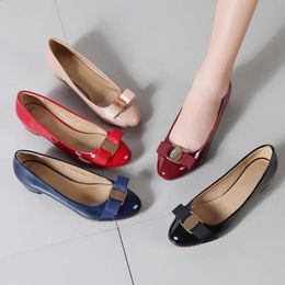 Dress Shoes lady Dress ballerina casual shoe VARA black Leather sandal Woman designer bow ballet flat Rubber luxury prom sandale career dance shoe