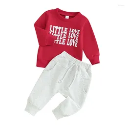 Clothing Sets Pudcoco Baby Boys Pants Set Long Sleeve Crew Neck Letters Print Sweatshirt With Elastic Waist Sweatpants Valentine Day Outfit