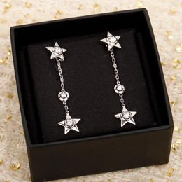 Stud Earrings 2024 Design Brand Pure 925 Sterling Silver Star Tassel White Gold Meteor Dangle