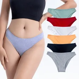Women's Panties Cotton Underwear Solid Color Comfortable High Stretch Half Bag Hip Low Waist Large Size Thong Ropa Interior