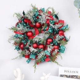 Decorative Flowers Christmas Ball Ribbon Wreath Pine Tree Home Wall Hanging Door Decoration