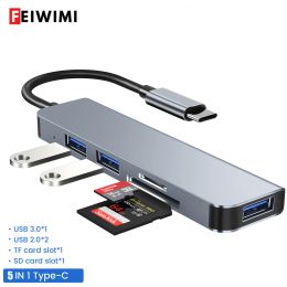 Hubs USB C HUB 3.0 Type C 5 IN 1 Multi Splitter Adapter With TF SD Reader Slot For Macbook Pro 13 15 Air Pro PC Computer Accessories