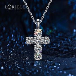 Pendants LORIELE 3ct D VVS1 Moissanite Cross Pendant Necklaces For Women Man Sparking Diamond With GRA 925 Sterling Silver Necklace
