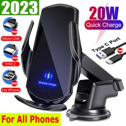 Chargers 20W Car Phone Holder Wireless Charger Magnetic Car Fast Charging For Samsung S10 S20 S21 S22 S23 Xiaomi iPhone 12 13 14 Pro Max