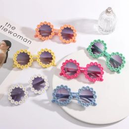 Sunglasses Kids Daisy Sunglasses Children Round Flower Sunglasses Outdoor Sun Protection Eyewear Novel Disco Festival Party Shades for Girl