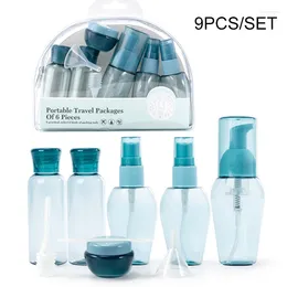 Storage Bottles 9pcs Travel Set Cosmetics Bottling Refillable Bottle Kit Makeup Face Cream Pot Plastic Spary Portable Accessories