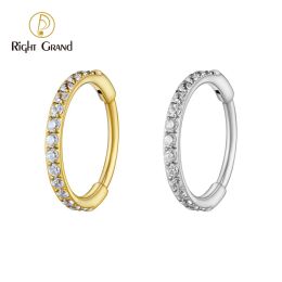 Earrings Right Grand ASTM F136 Titanium Slim Huggie Hoop Earring 16G CZ Cartilage Helix Earlobe Hinged Earring Piercing Body Jewellery