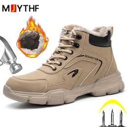 Winter Work Safety Shoes Men Warm Safety Boots Anti-smash Anti-stab Work Shoes Sneakers Steel Toe Shoes Male Work Boot 240422